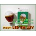 หลอด LED 5W 12VDC แสงสีขาว อลูมิเนียม(สีทอง) ขั้วE27 1lot(5หลอด) 1 หลอด=110 บาท 